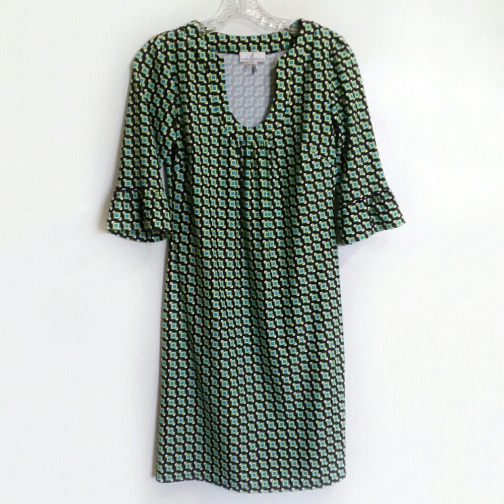 Jude Connally Green and Black Patterned Dress